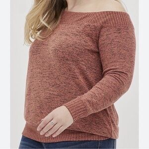 Women's Off-Shoulder Sweater - Rust
